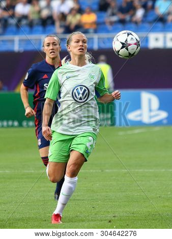Kyiv, Ukraine - May 24, 2018: Lara Dickenmann Of Vfl Wolfsburg In Action During The Uefa Womens Cham