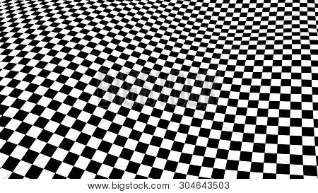Optical Illusion Wave. Chess Waves Board. Abstract 3D Black And White Illusions. Horizontal Lines St