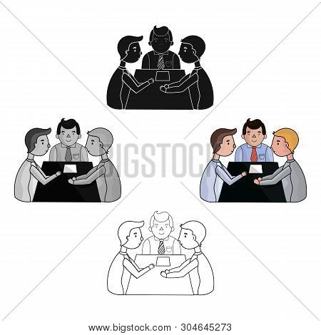 Conference Icon In Cartoon, Black Style Isolated On White Background. Conference And Negetiations Sy