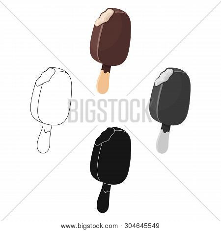 Chocolate Eskimo Pie Icon In Cartoon, Black Style Isolated On White Background. Chocolate Desserts S