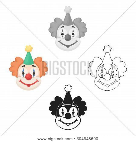 Clown Icon In Cartoon, Black Style Isolated On White Background. Circus Symbol Stock Vector Illustra