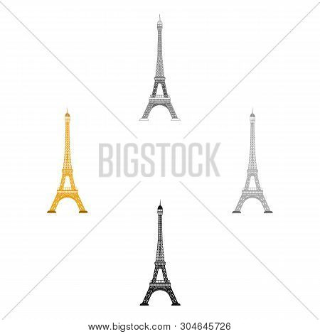 Eiffel Tower Icon In Cartoon, Black Style Isolated On White Background. Countries Symbol Stock Vecto