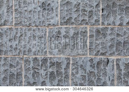 Grey Concrete Block Cobble Stone Texture Pattern Background. Close Up