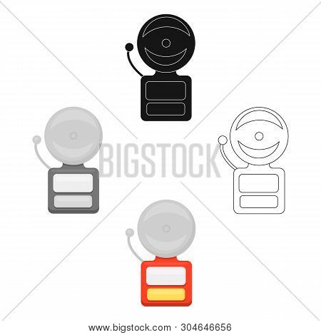 Fire Alarm Icon Cartoon, Black. Single Silhouette Fire Equipment Icon From The Big Fire Department C