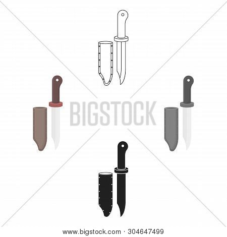 Hunting Knife Icon In Cartoon, Black Style Isolated On White Background. Hunting Symbol Stock Vector