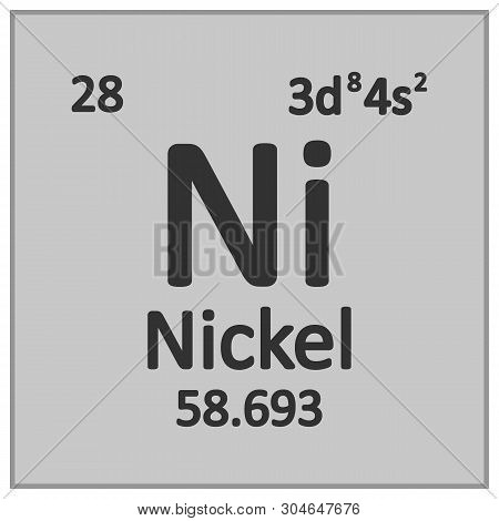 Periodic Table Element Nickel Icon On White Background. Vector Illustration.