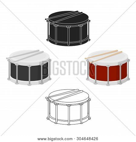 Drum Icon In Cartoon, Black Style Isolated On White Background. Musical Instruments Symbol Stock Vec