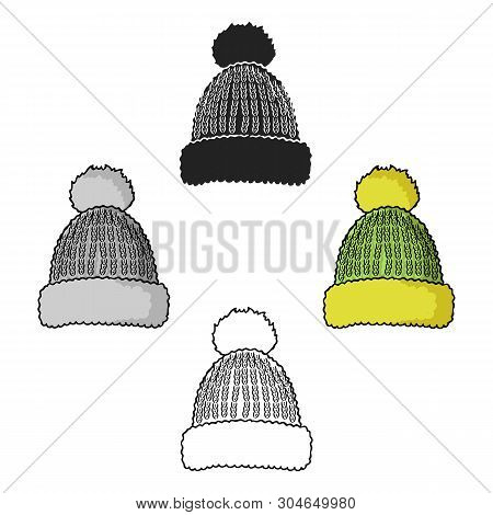 Knit Cap Icon In Cartoon, Black Style Isolated On White Background. Ski Resort Symbol Stock Vector I