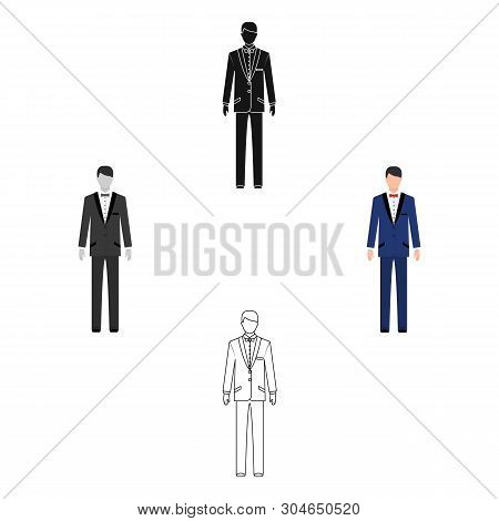 Young Groom In A Wedding Suit.wedding Single Icon In Cartoon, Black Style Vector Symbol Stock Illust