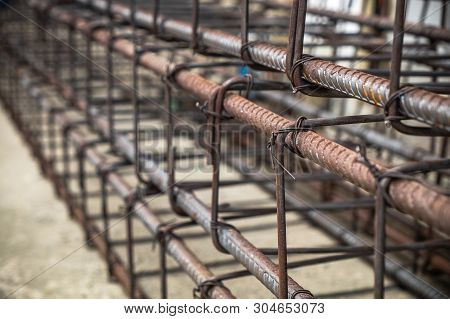 Steel Wire And Securing Steel Bars Rods Prepared Reinforcement For Concrete Work.