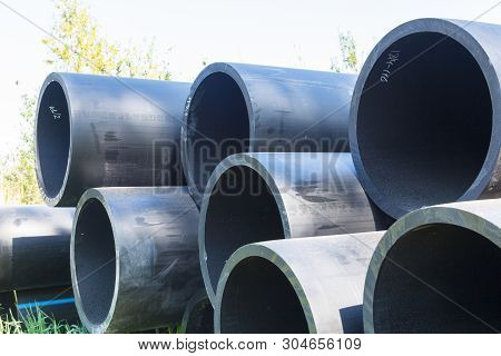 Hdpe High Density Polyethylene Pipe For Water Supply At Construction Site Construction Of A Water Su