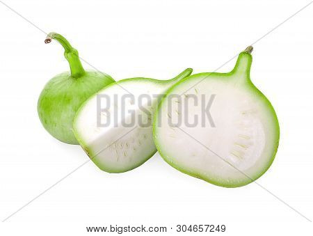 Lagenaria Siceraria Youg An Isolated On White Background .