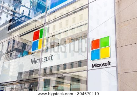 New York, Usa - May 15, 2019: Microsoft Store In Manhattan. Microsoft Is Worlds Largest Software Mak