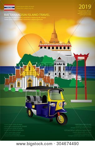 Thailand Bangkok Travel Poster Design Template Vector Illustration