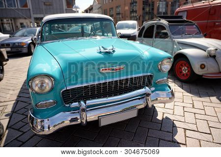 Ratzeburg, Germany - June 2, 2019: Chevrolet Automobile, Classic Chevy Bel Air From 1956 At The Oldt