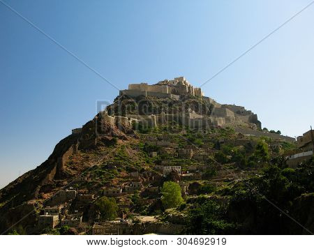 Exterior View To Al-cahira Fortress Aka Cairo Castle , Taiz, Yemen