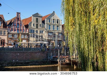 Luneburg, Germany - November 03, 2018: Old Historic Harbor Of Ilmenau River In Luneburg