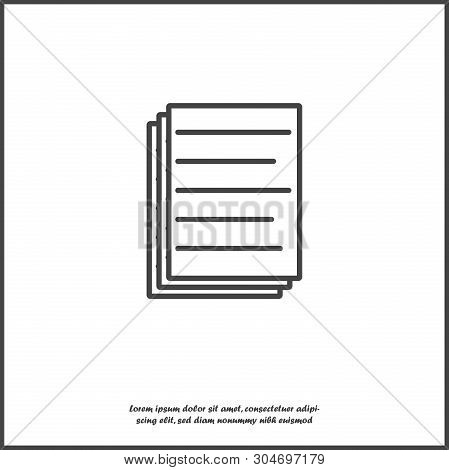 Vector Business Icon. Document On White Isolated Background.