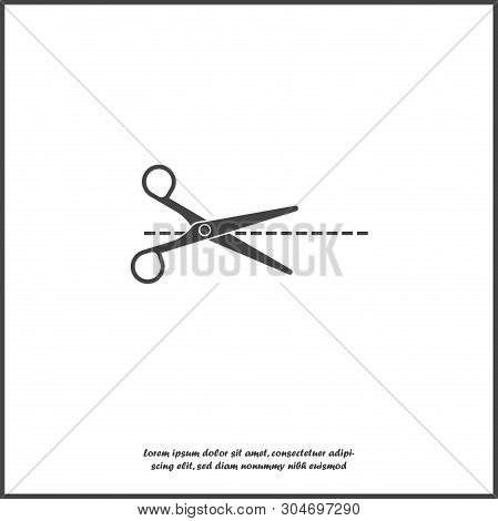 Vector Scissors Icon On White Isolated Background. Layers Grouped For Easy Editing Illustration. For