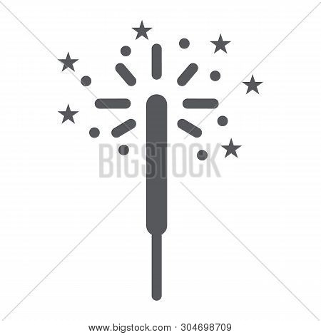 Sparkler Glyph Icon, Celebration And Party, Bengal Light Sign, Vector Graphics, A Solid Pattern On A