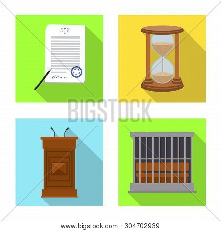 Vector Illustration Of Law And Lawyer Symbol. Collection Of Law And Justice Vector Icon For Stock.