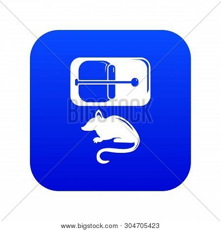 Mousetrap Icon Blue Vector Isolated On White Background