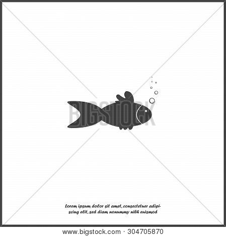 Vector Image Of Fish And Bubbles On White Isolated Background.