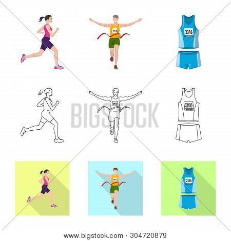 Vector Design Of Sport  And Winner Icon. Set Of Sport  And Fitness  Stock Symbol For Web.