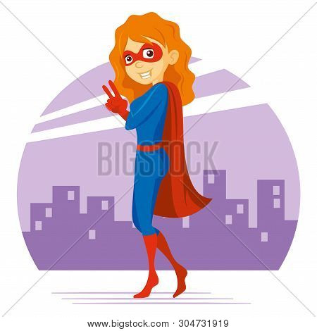 Superhero Woman Supermom Cartoon Character Vector Illustration