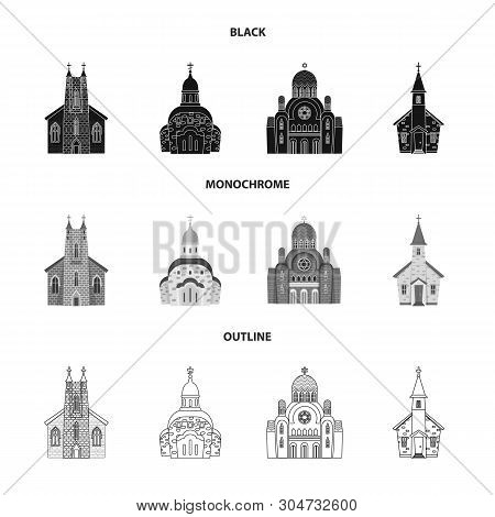 Isolated Object Of Cult And Temple Logo. Collection Of Cult And Parish Stock Vector Illustration.