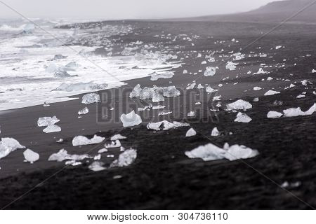 Icebergs On Diamond Beach, Jokulsarlon, Iceland