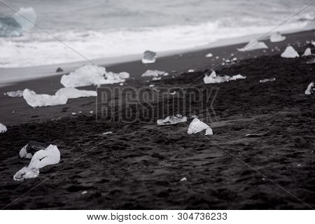 Icebergs On Diamond Beach, Jokulsarlon, Iceland