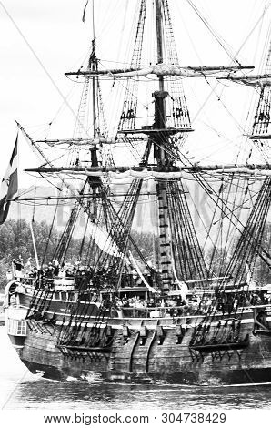 Rouen, France - July Circa, 2016. End Of The Armada In Rouen, Boats Galleon Ships On The River Seine