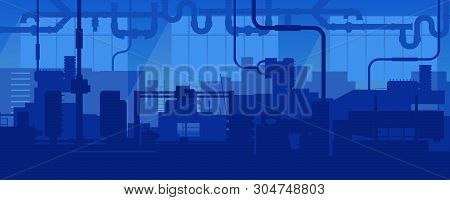 Creative Illustration Of Factory Line Manufacturing Industrial Plant Scen Interior Background. Art D