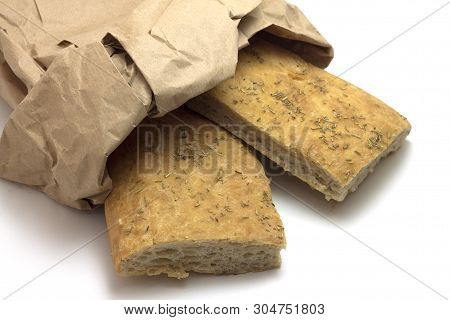 Rosemary Schiacciata With Paper Bag For Food