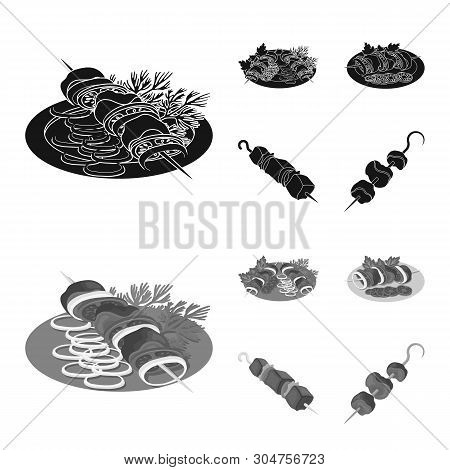 Vector Design Of Grill And Bbq Symbol. Set Of Grill And Cover Stock Vector Illustration.