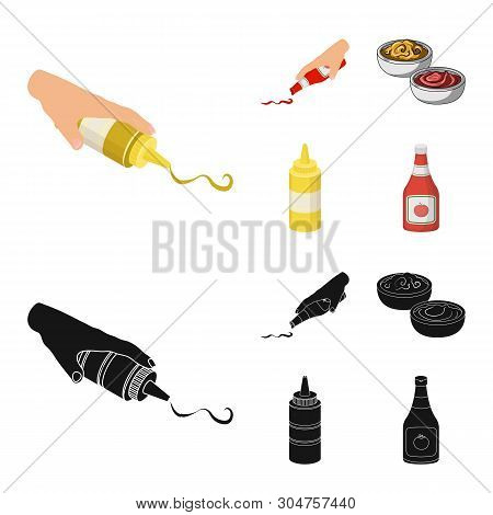 Vector Illustration Of Sauce And Condiment Sign. Set Of Sauce And Bowl Stock Vector Illustration.