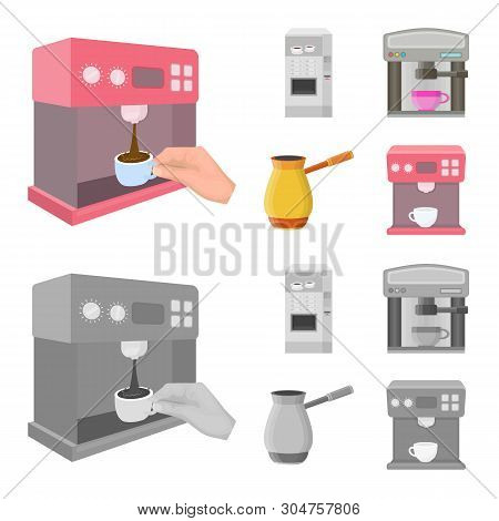 Isolated Object Of Coffee And Machine Icon. Set Of Coffee And Kitchen Stock Vector Illustration.