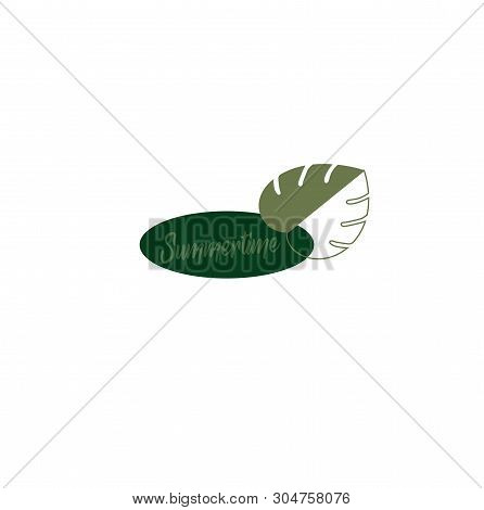 Summer Logo Botany Style - Summer Time - Vector Logo Layout With Tropic Leaf