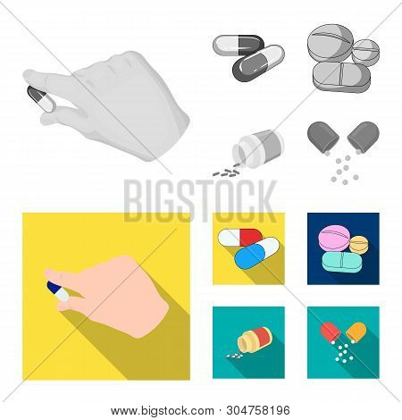 Vector Design Of Pill And Medicine Symbol. Collection Of Pill And Vitamin Vector Icon For Stock.