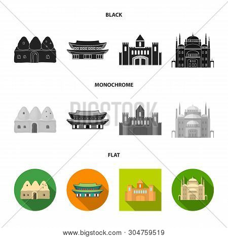 Vector Design Of Town  And Chinatown Icon. Set Of Town  And Asian  Vector Icon For Stock.
