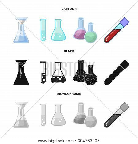 Vector Illustration Of Flask And Laboratory Logo. Collection Of Flask And Equipment Vector Icon For 