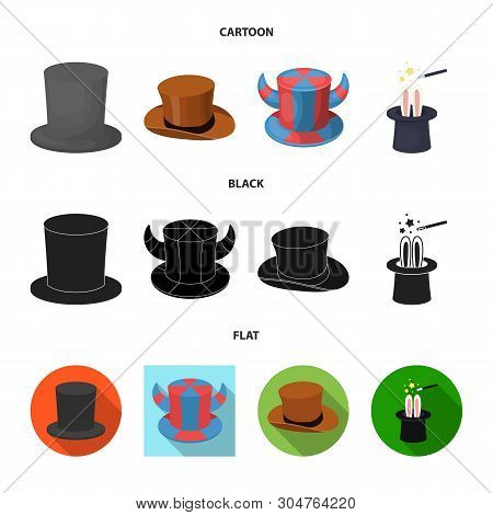 Isolated Object Of Hat And Derby Symbol. Collection Of Hat And Bonnet Stock Symbol For Web.