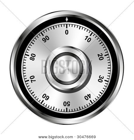 Realistic illustration of safe combination lock wheel