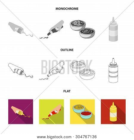 Vector Design Of Sauce And Condiment Symbol. Set Of Sauce And Bowl Stock Vector Illustration.