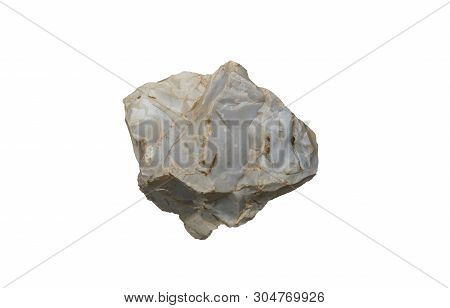 Silex Fragment, Raw Material Used For Lithic Industry At Prehistoric Times. Isolated