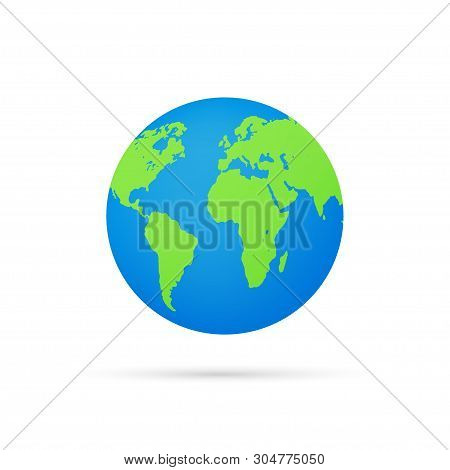 Earth Globes Isolated On White Background. Flat Planet Earth Icon. Vector Stock Illustration.