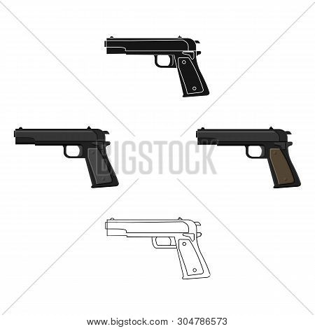 Military Handgun Icon In Cartoon, Black Style Isolated On White Background. Military And Army Symbol