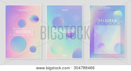 Furistic Modern Holographic Cover Set. 90s, 80s Retro Style.  Minimalistic Hipster Design Iridescent