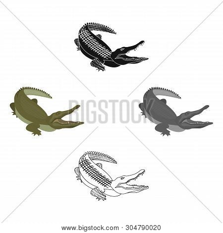 Crocodile, Dangerous Predator. Reptile, Nile Crocodile Single Icon In Cartoon, Black Style Vector Sy